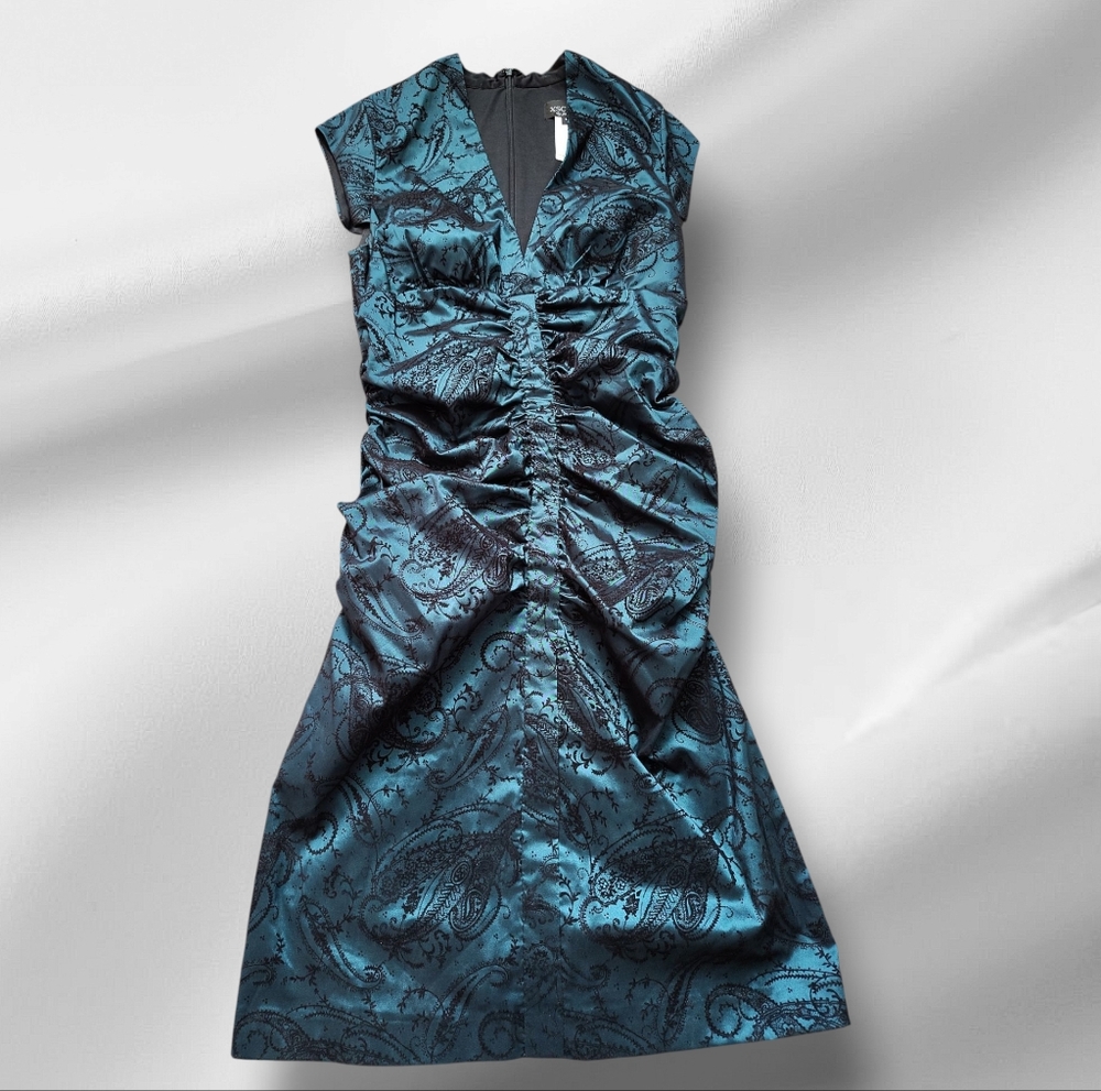 XScape By Joanna Chen Dark Teal Ruched Women's Size 12 Formal Dress